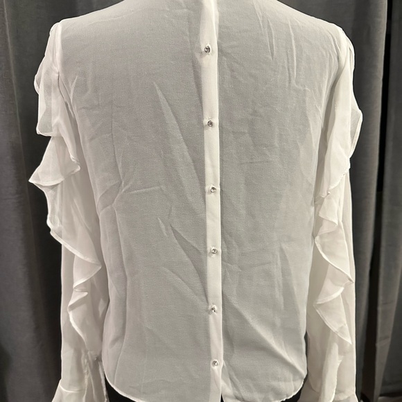 Zara White Ruffled Blouse - Picture 2 of 6